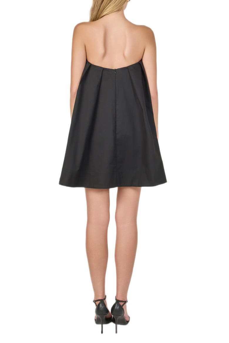 Pintuck Pleat Strapless Minidress, Alternate, color, BLACK