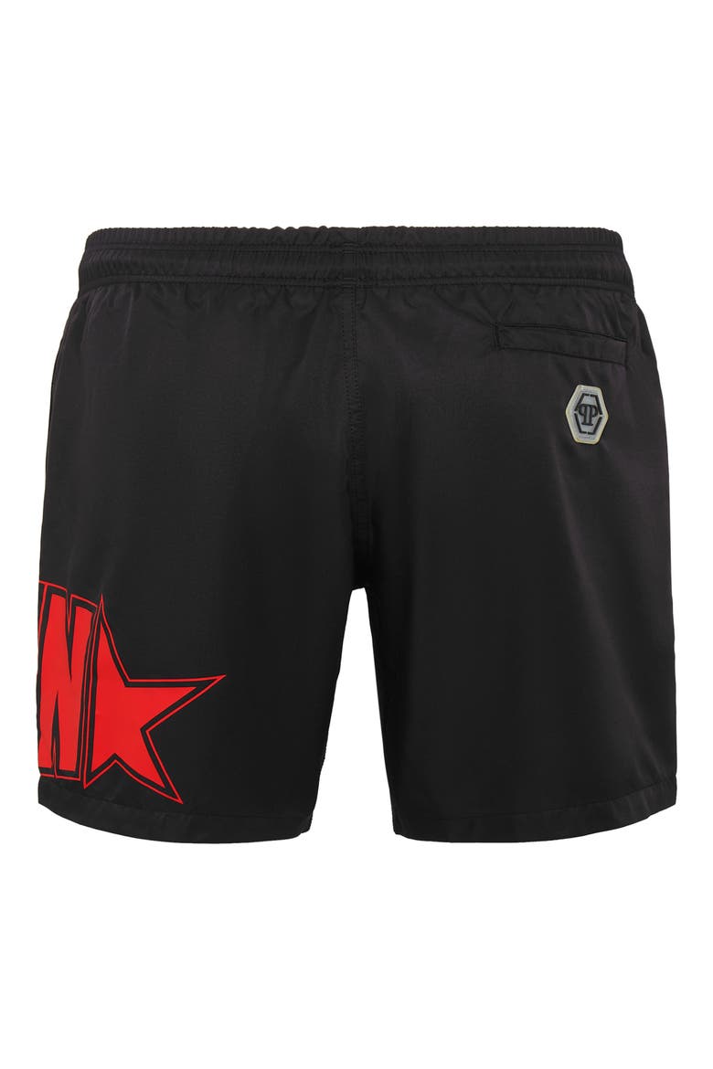 Beachwear Short Trousers Men, Alternate, color, black/red