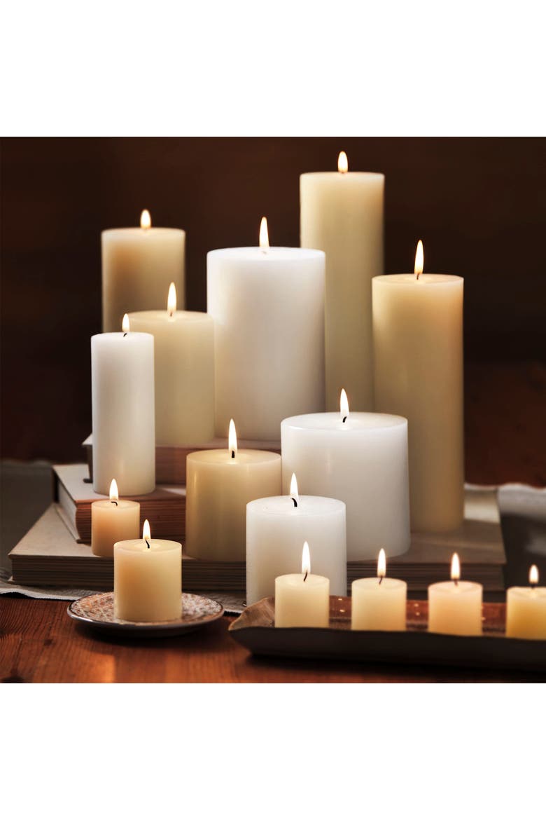 Chapel Mini Pillar Ivory Candles Set of 4 Unscented, Alternate, color, Beige