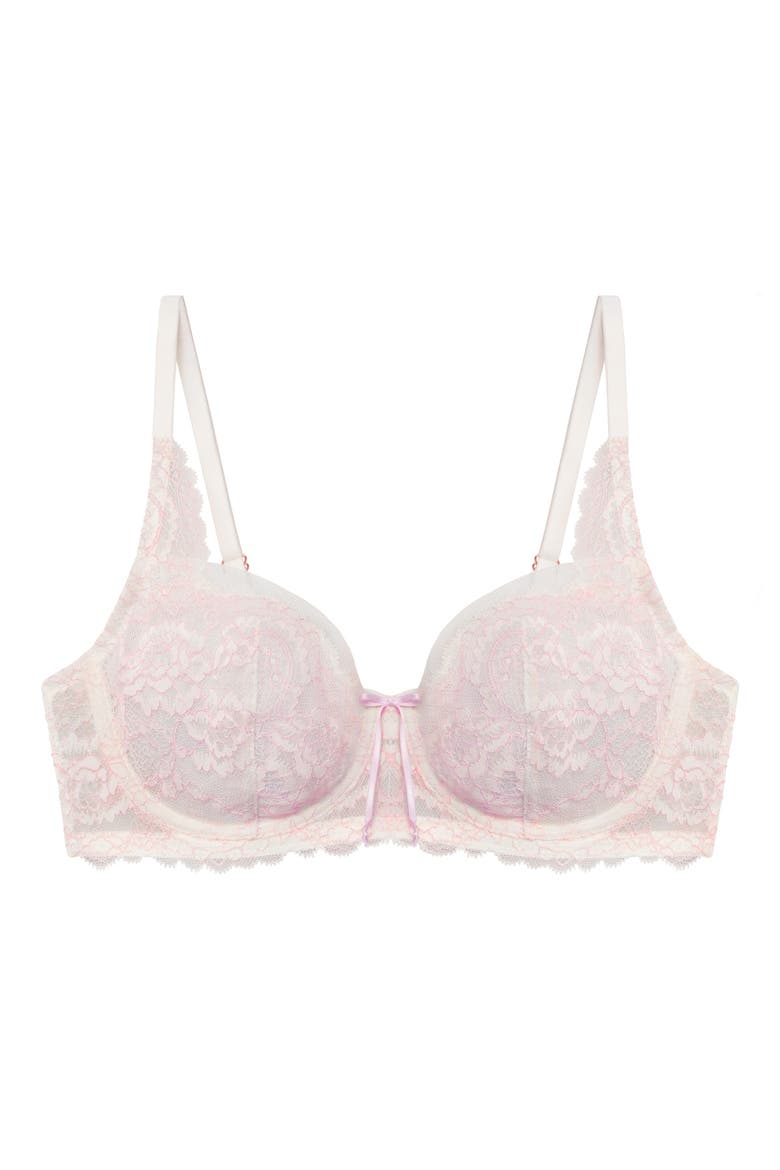Minx Underwire Balconette Bra, Alternate, color, WHIPPED CREAM/ LILAC PINK