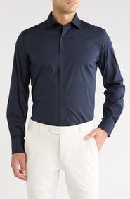Lorenzo Uomo Trim Fit Solid Stretch Dress Shirt