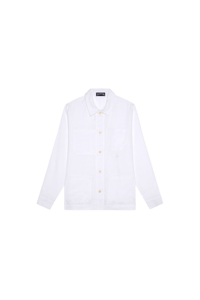Linen Solid Overshirt, Main, color, BLANC