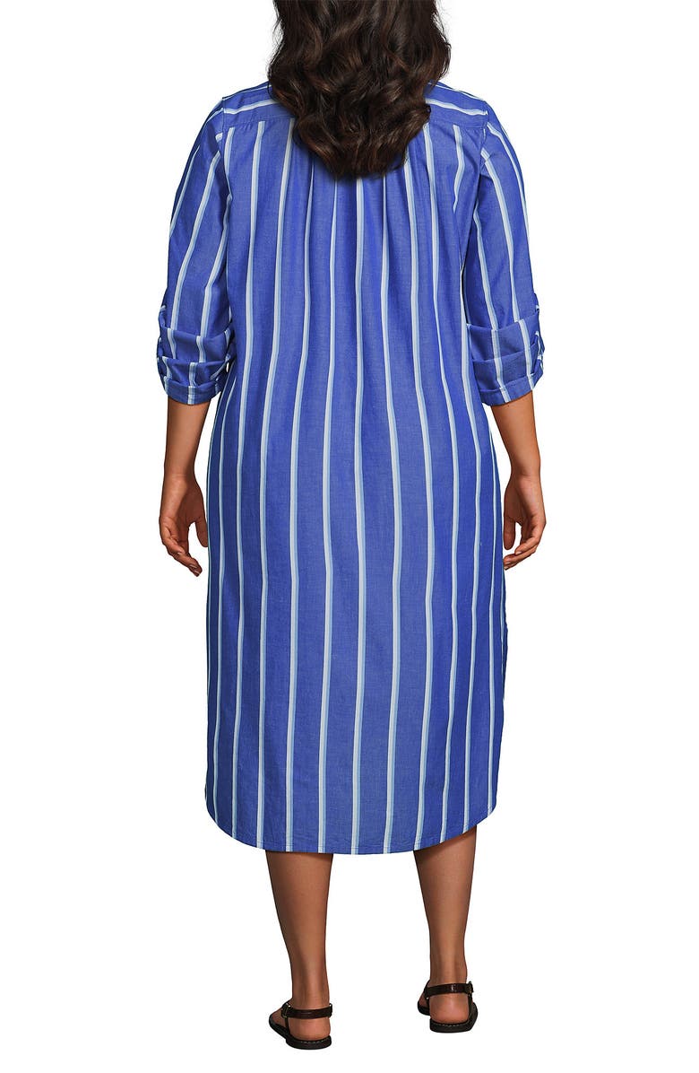 Lands' End Poplin Oversized Puff Sleeve Midi Shirt Dress, Alternate, color, 