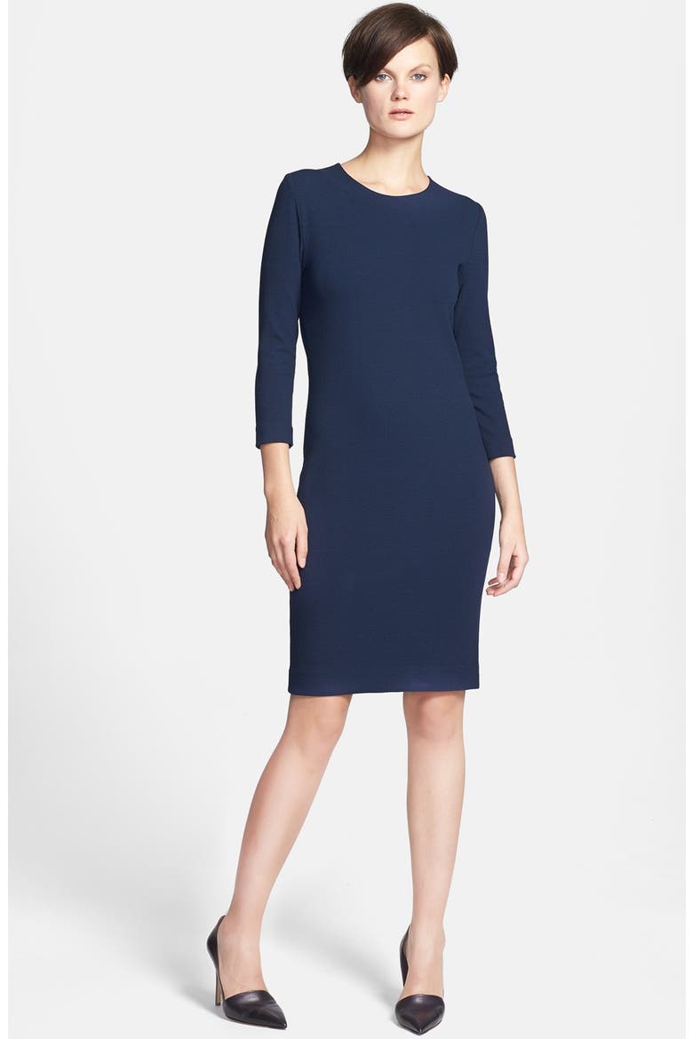 Three Quarter Sleeve Pencil Sheath Dress, Main, color, MALLARD