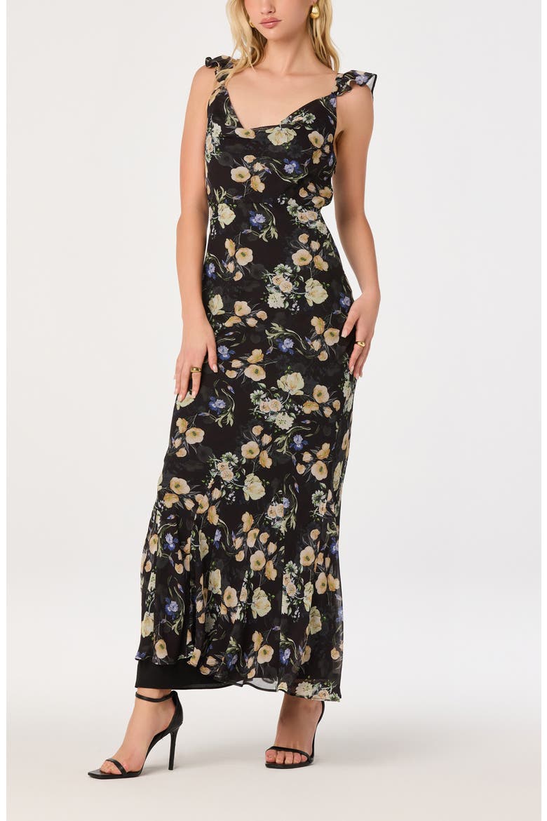 Denisse Maxi Dress, Alternate, color, BLACK FLORAL