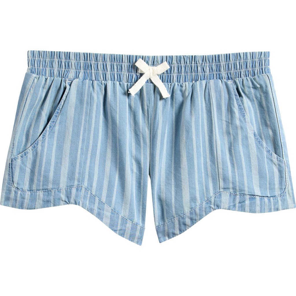 Shop Billabong Kids' Mad For You Stripe Denim Shorts In Salt Water Wash