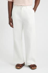KROST Pleated Wide Leg Cotton Twill Trousers