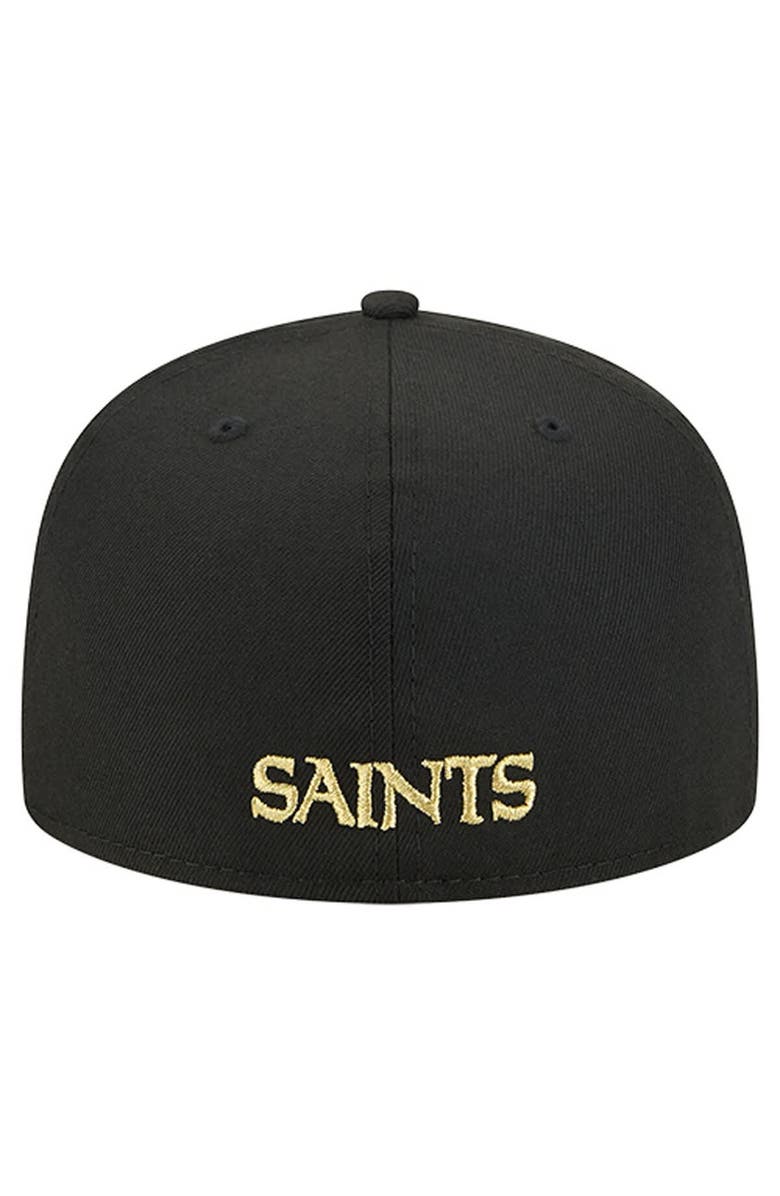 New Era Men's New Era  Black New Orleans Saints Overlap Wordmark 59FIFTY Fitted Hat, Alternate, color, Black