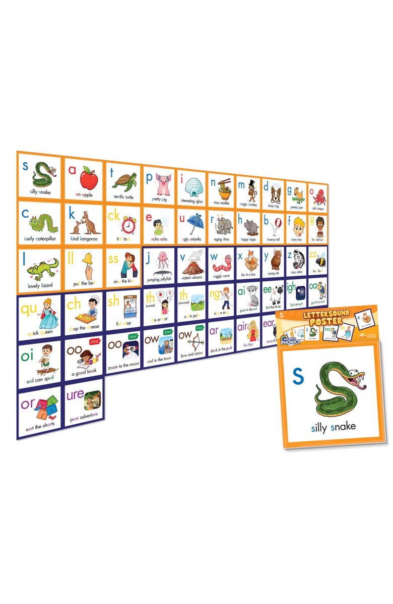 Junior Learning Rainbow Phonics 52 Letter Sound Posters, Kids, Alternate, color, Multicolored