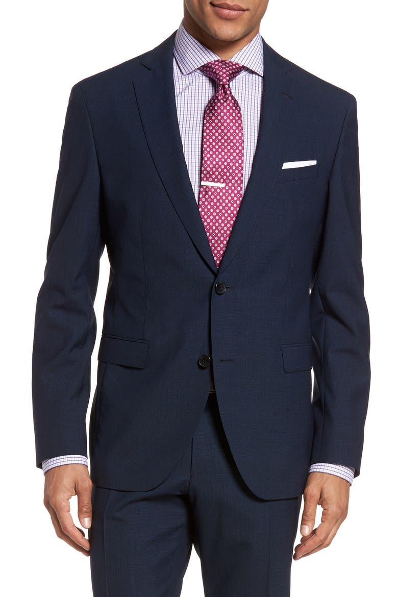 Reyno/Wave 12 Extra Trim Fit Houndstooth Wool Suit, Alternate, color, NAVY