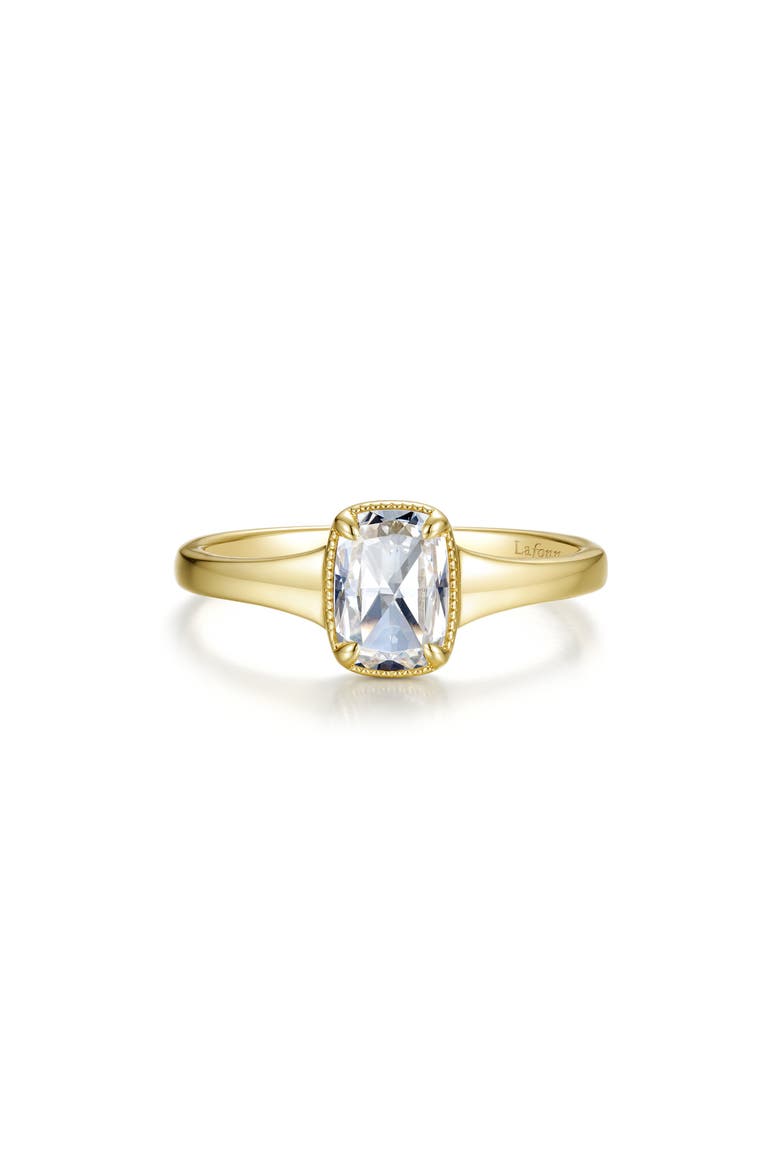 Elara Cushion Cut Simulated Diamond Ring, Main, color, GOLD