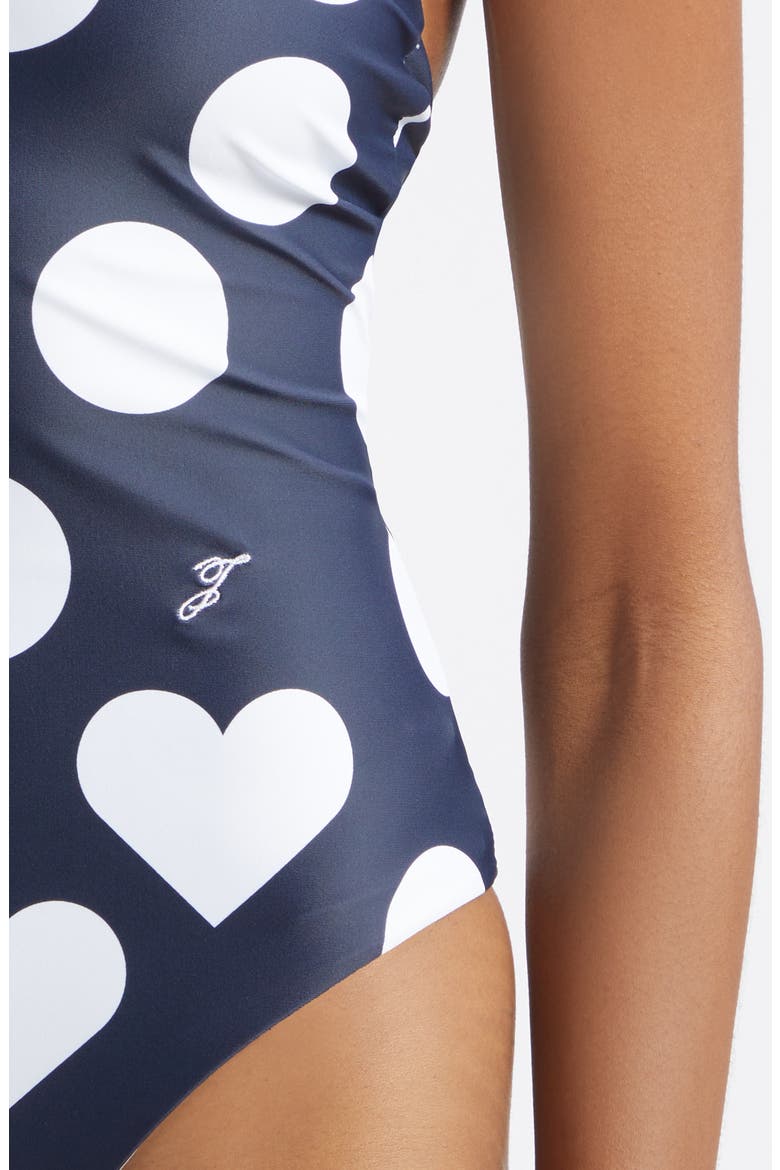 Le Bastide One-Piece Halter Swimsuit, Alternate, color, PRINT DOTS HEART NAVY