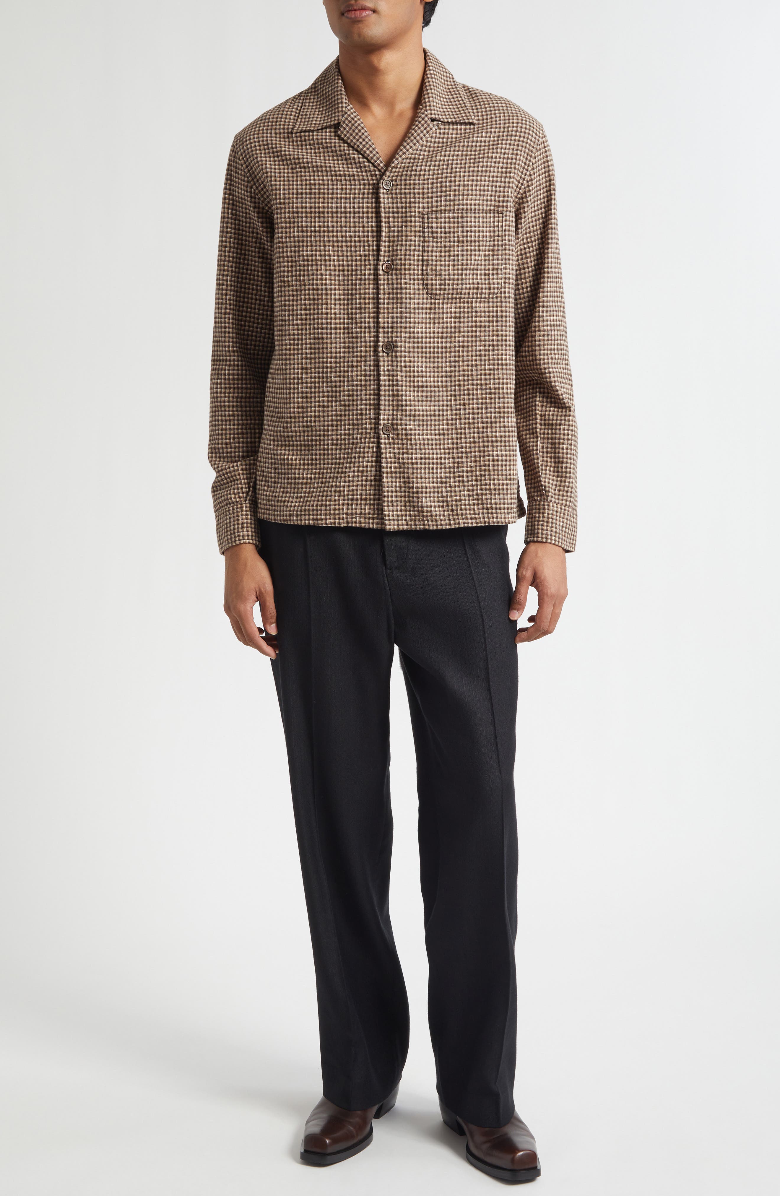 Heusen Microcheck Flannel Button-Up Shirt - image 2