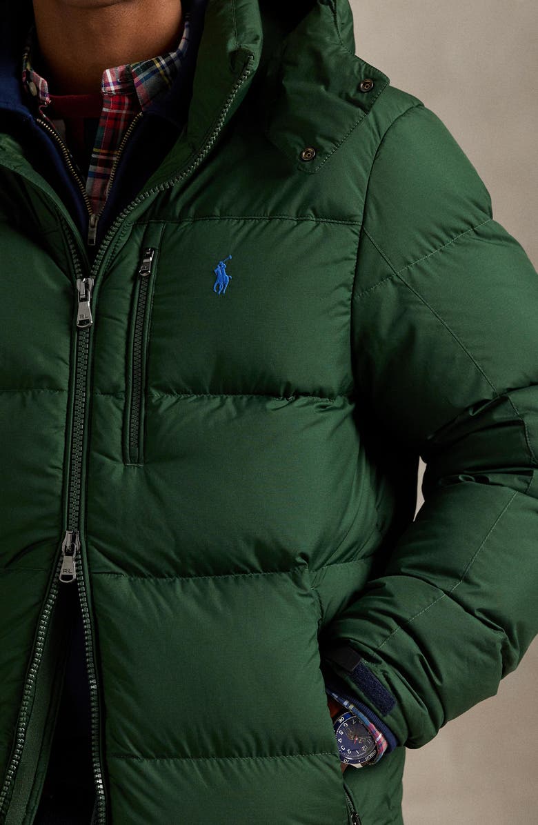 Polo Ralph Lauren The Gorham Down Jacket with Removable Hood, Alternate, color, Bottle Green