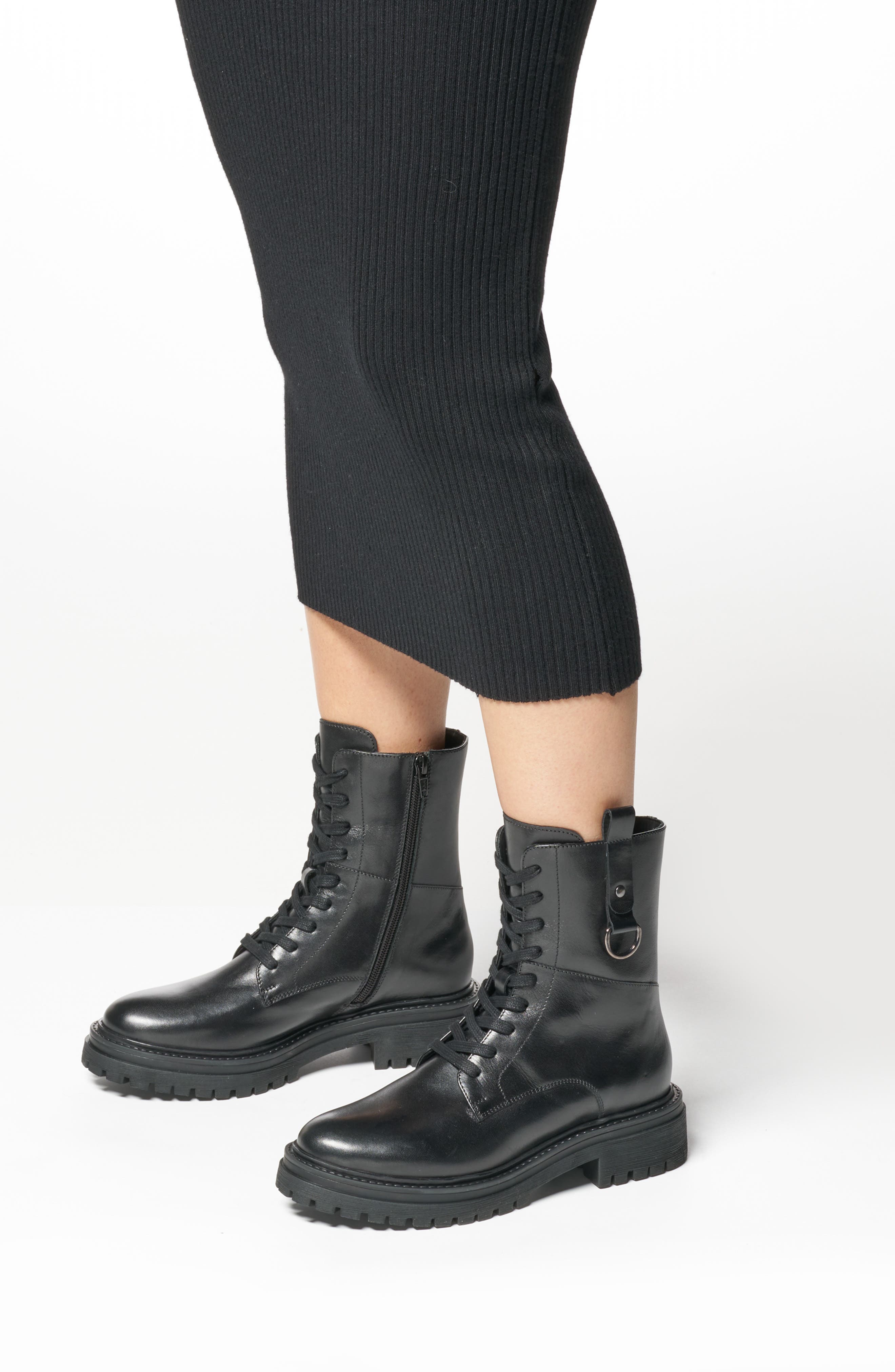 Geox Cap Toe Leather Combat Boot, Alternate, color, 