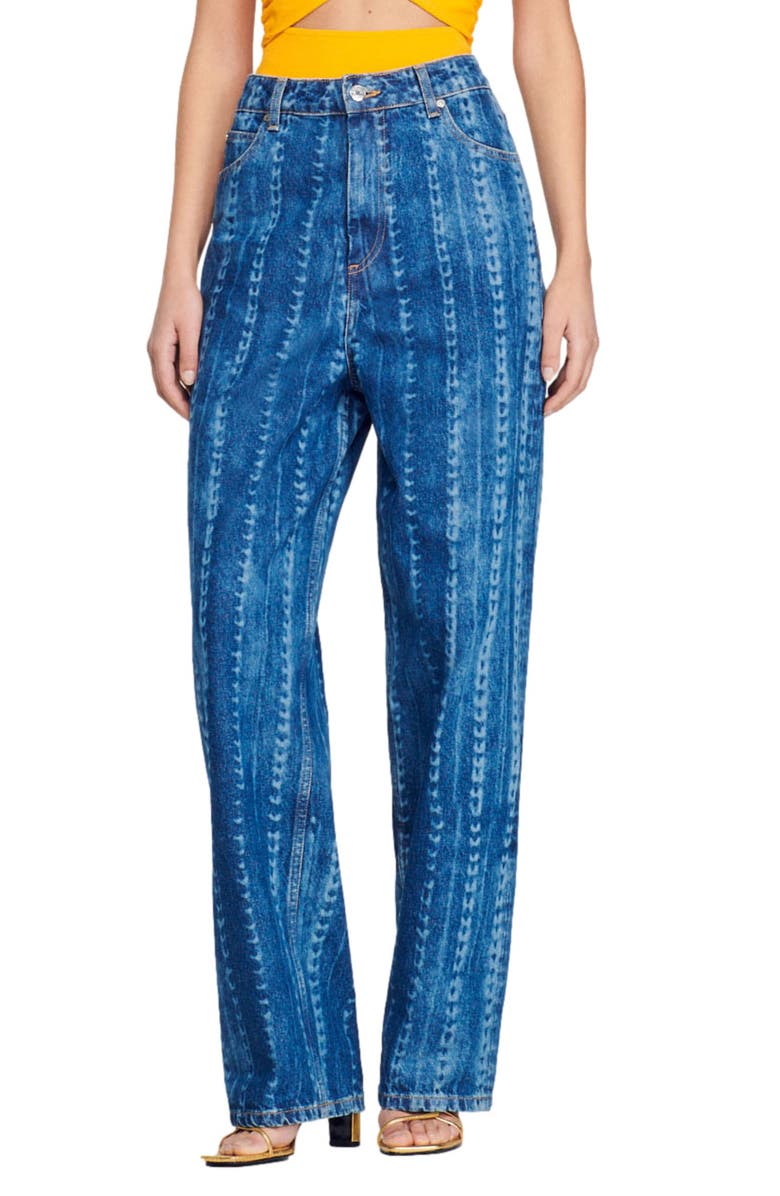 SANDRO Gill Stripe Wide Leg Jeans, Main, color, 