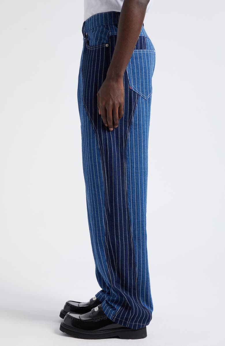 KENZO Pinstripe Patchwork Loose Fit Jeans, Alternate, color, 