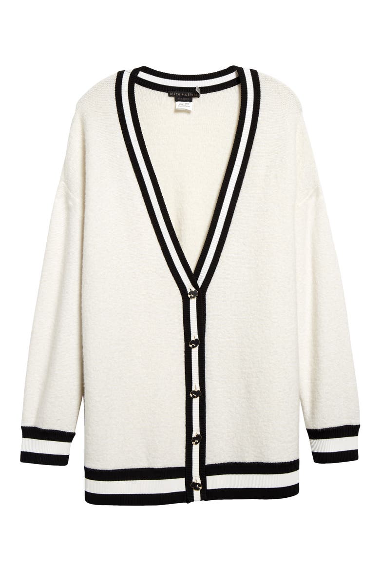 Barry Oversize Cardigan, Alternate, color, ECRU/ BLACK