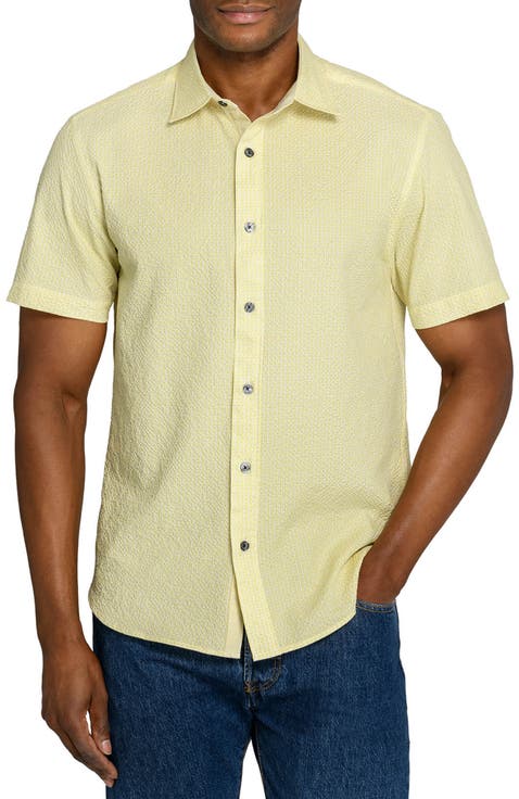 Slim Fit Dot Woven Short Sleeve Seersucker