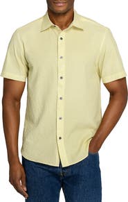 CONSTRUCT Slim Fit Dot Woven Short Sleeve Seersucker