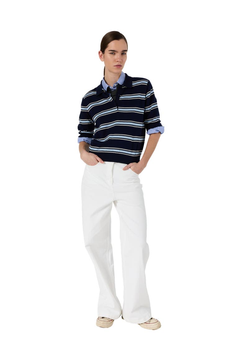 Leila Knit Polo Top, Alternate, color, Navy Blue