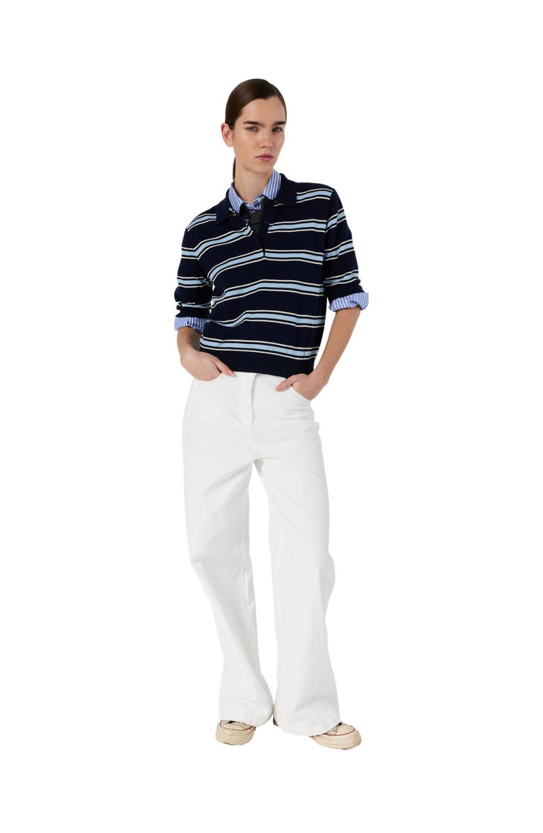 GERARD DAREL Leila Knit Polo Top, Alternate, color, Navy Blue