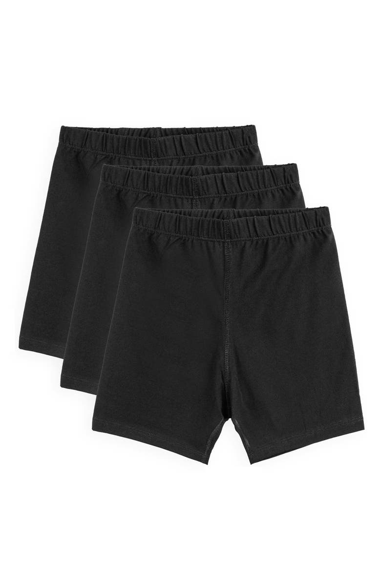 Mightly Organic Cotton GIrls Bike Shorts 3-pk, Main, color, Black