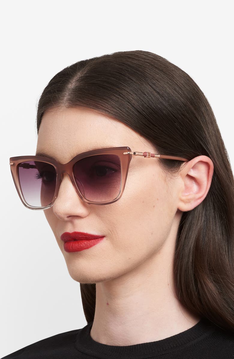 Carolina Herrera 54mm Gradient Cat Eye Sunglasses, Alternate, color, Beige/ Pink