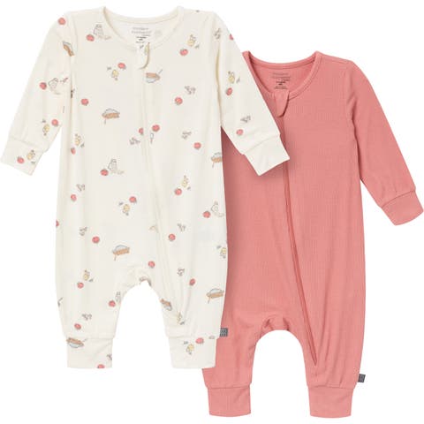 2-Pack Baby Neutral Ivory Pasta Dinner Footless Coveralls