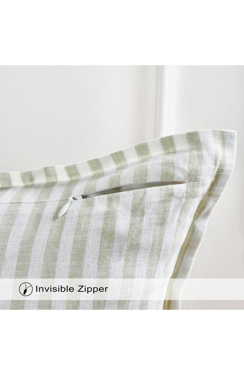 Solino Home Linen Pillow Cover - Santa Barbara, Alternate, color, Sage And White