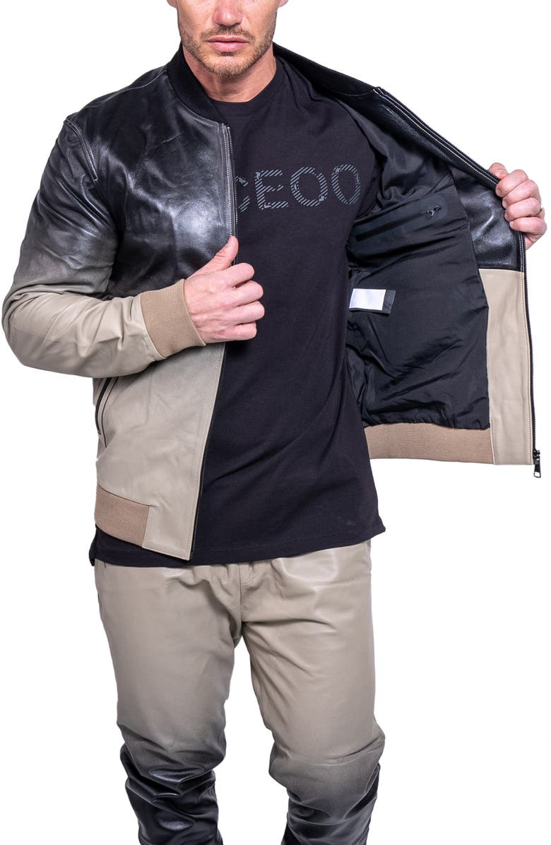 Maceoo Resistance1028 Ombré Leather Jacket, Alternate, color, Grey