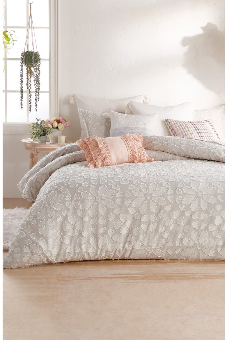 Clipped Floral Comforter & Sham Set, Alternate, color, NATURAL
