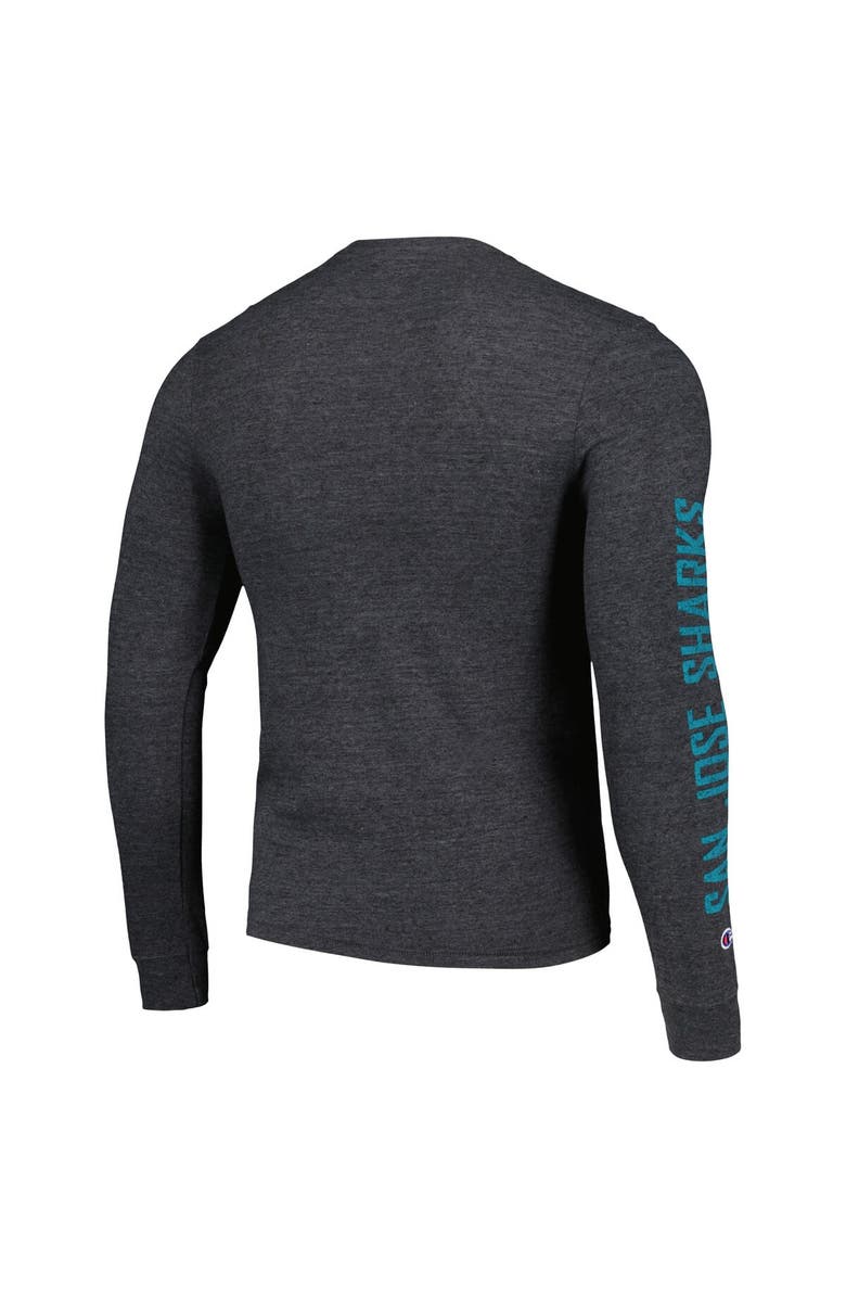 Champion Men's Champion Heather Black San Jose Sharks Multi-Logo Tri-Blend Long Sleeve T-Shirt, Alternate, color, Heather Royal