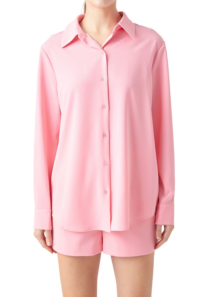 Solid Button-Up Shirt, Alternate, color, LIGHT PINK