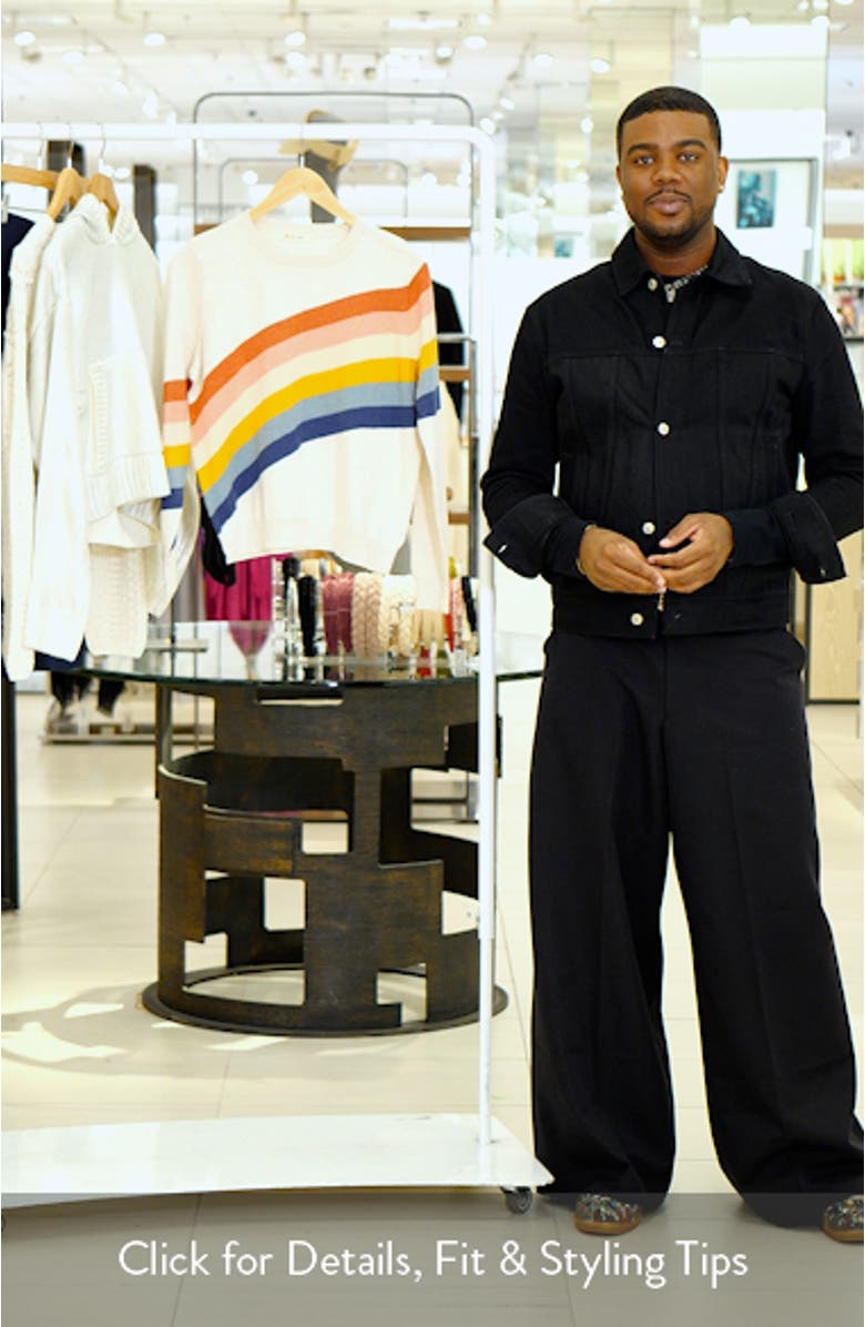 Icon Placed Rainbow Stripe Cotton Sweater, sales video thumbnail