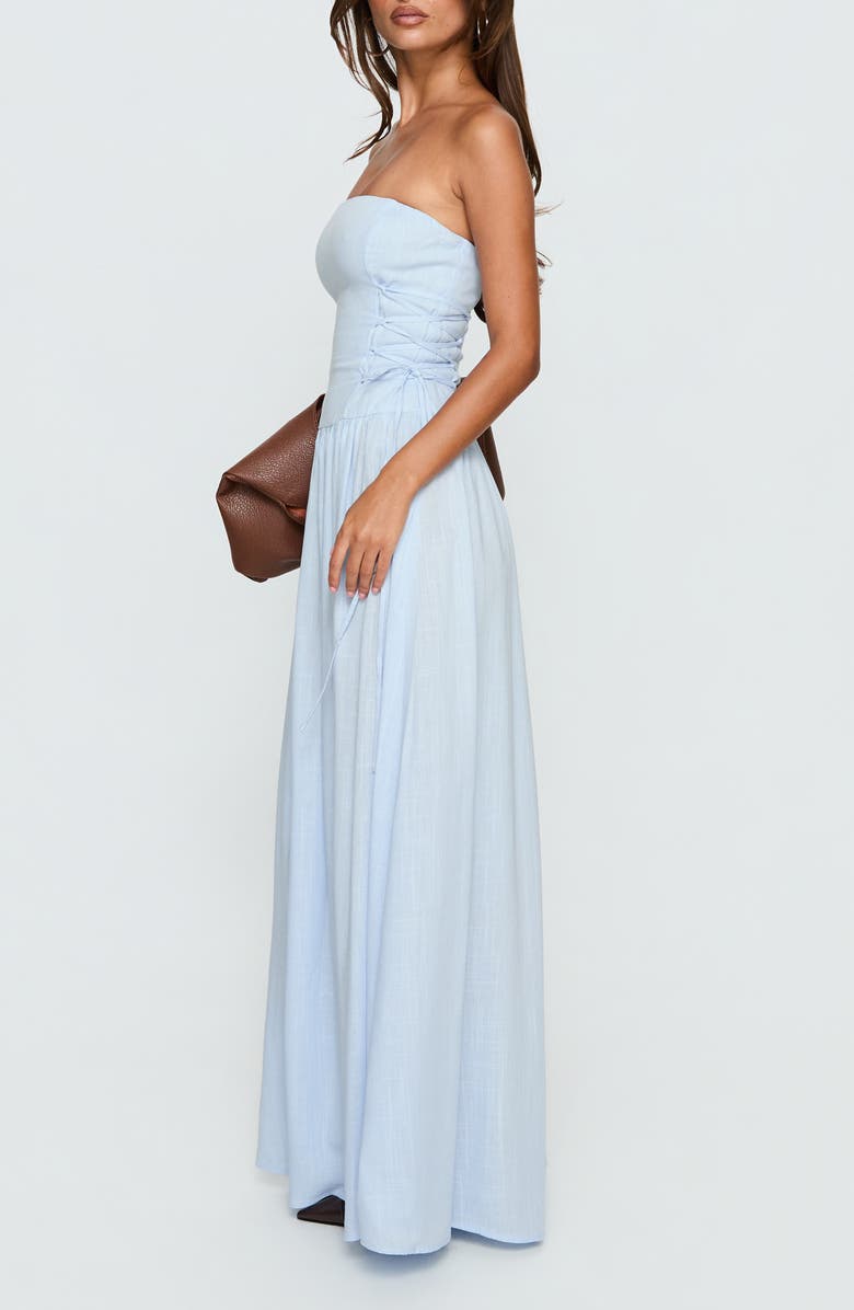 Princess Polly So Far So Good Strapless Linen Blend Maxi Dress, Alternate, color, 