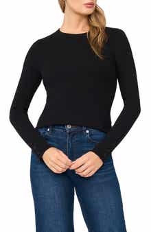 Button Cuff Rib Crewneck Sweater