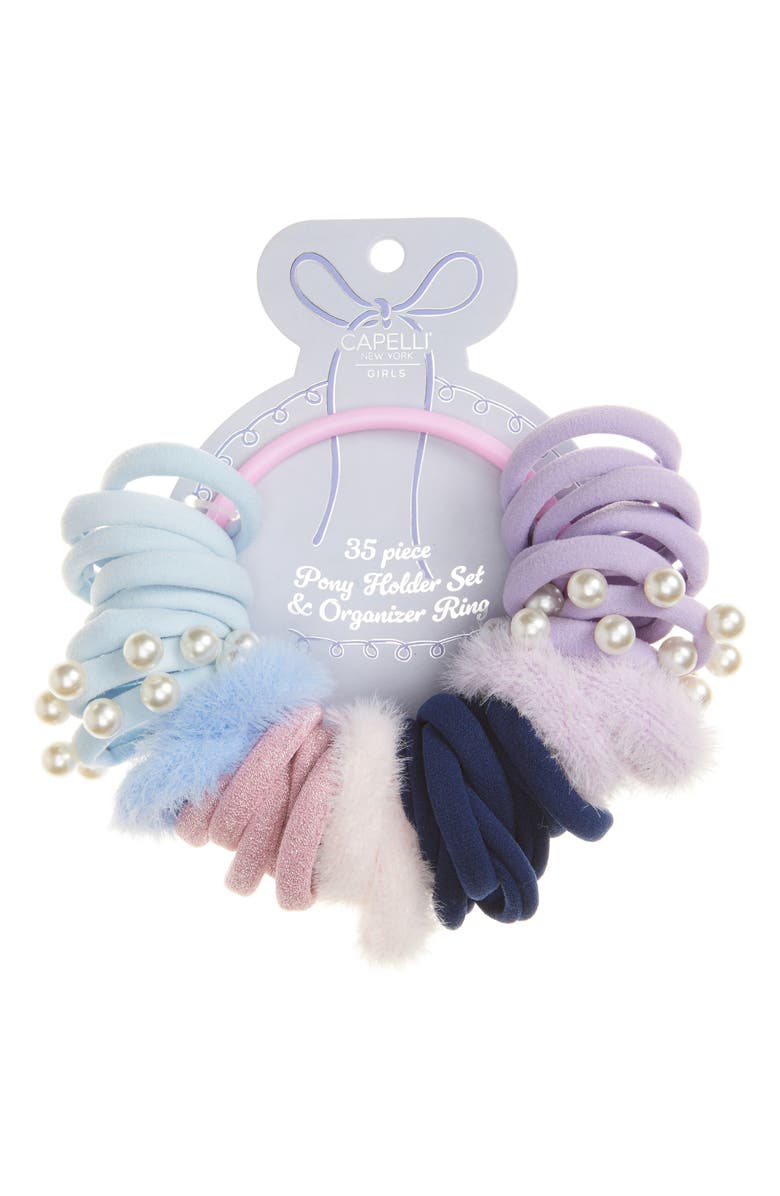 Capelli New York Kids' 35-Pack Mixed Ponytail Holders, Main, color, Lilac