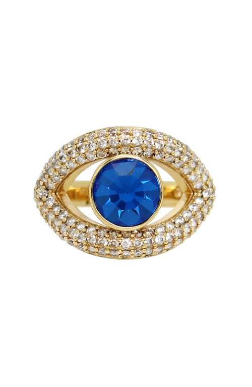 KURT GEIGER KURT GEIGER LONDON PAVÉ CRYSTAL EVIL EYE COCKTAIL RING 