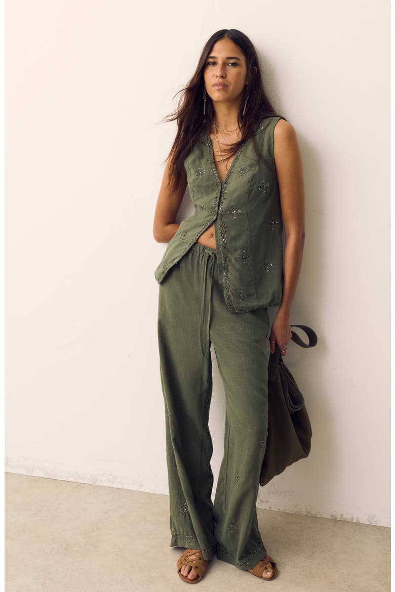 Embellished Vest, Alternate, color, HUNTER GREEN
