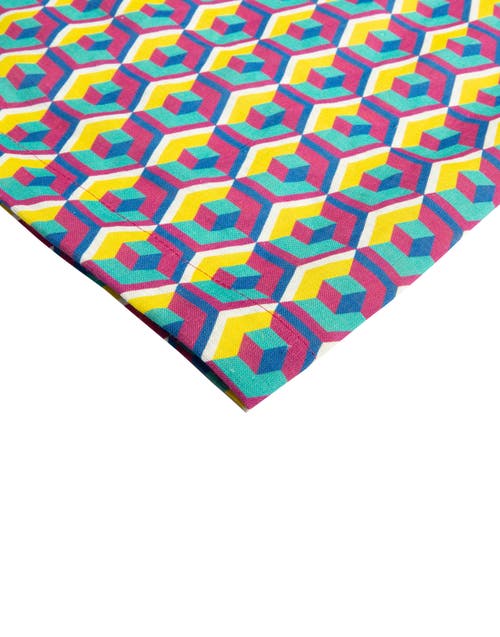 La Doublej Medium Tablecloth (180x280) Cubo Giallo/fuxsia In Cubo Giallo/fuxsia