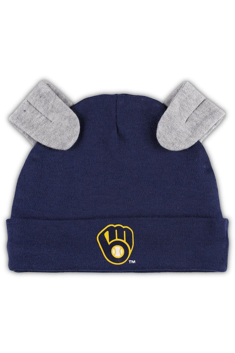 Newborn & Infant Navy/White Milwaukee Brewers Dream Team Bodysuit Hat & Footed Pants Set, Alternate, color, Navy