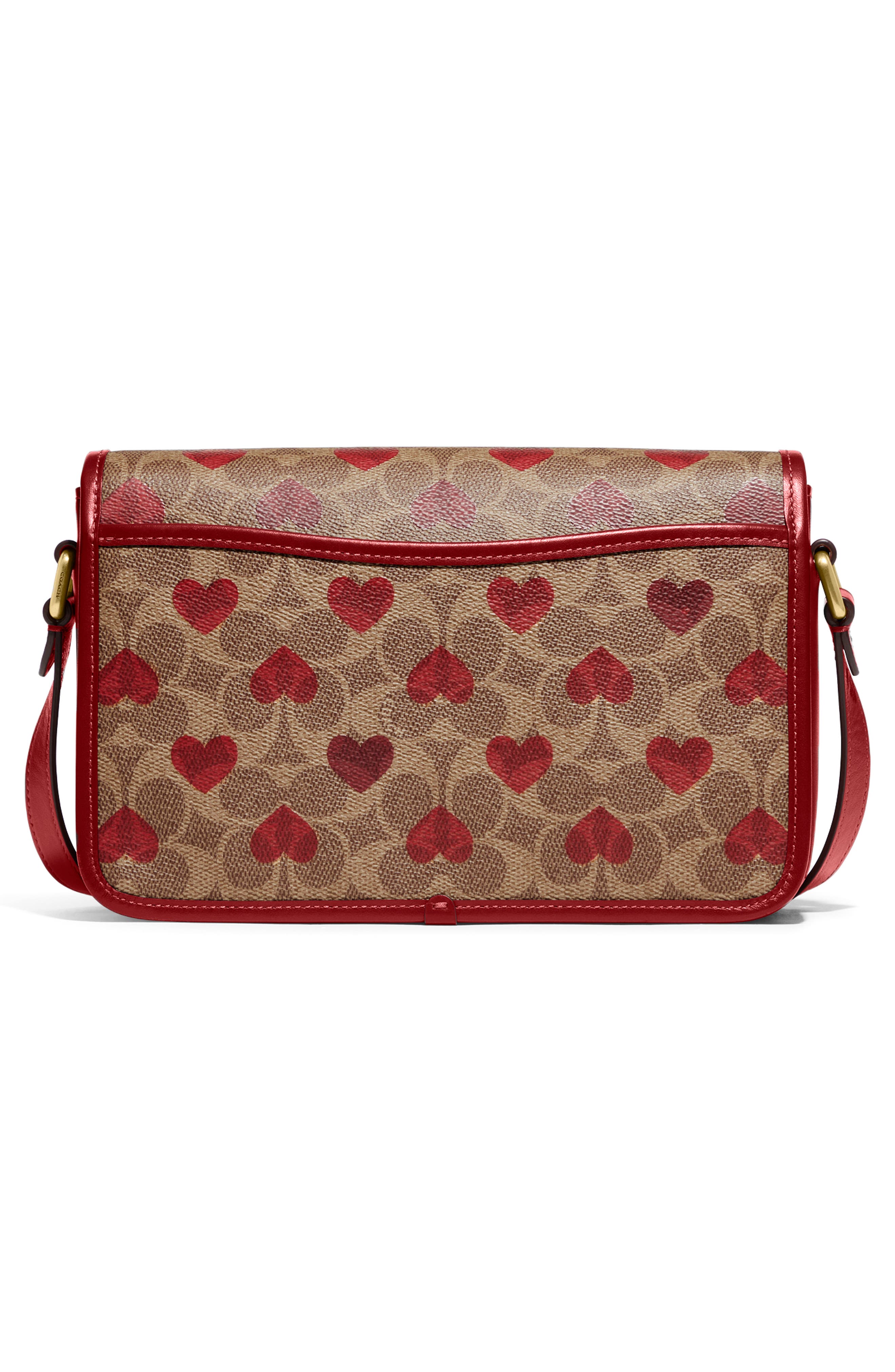 Coated Canvas Signature Crossbody Bag, Alternate, color, B4/ TAN RED APPLE