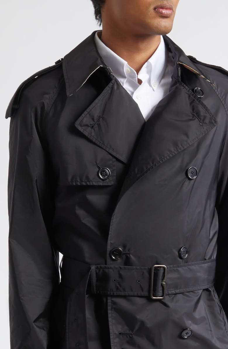 Burberry Midlength Nylon Leadenham Trench Coat, Alternate, color, Black