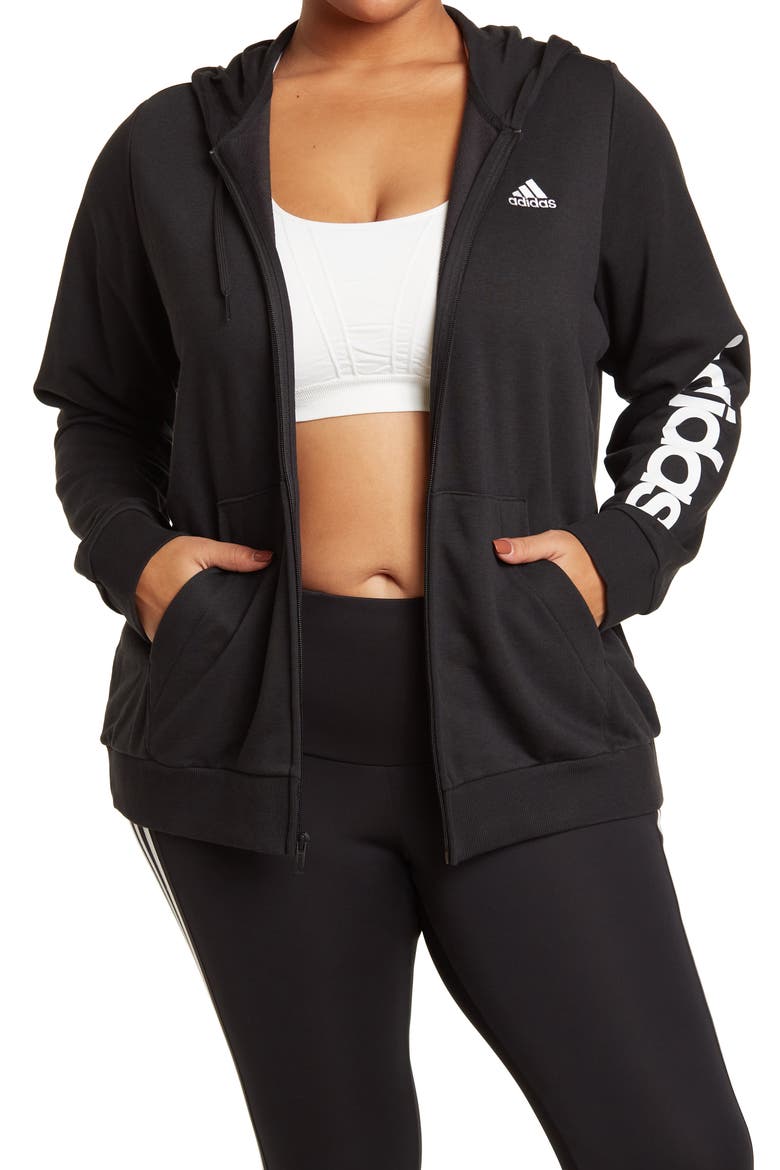 Essentials Logo Full-Zip Hoodie, Main, color, BLACK/WHITE