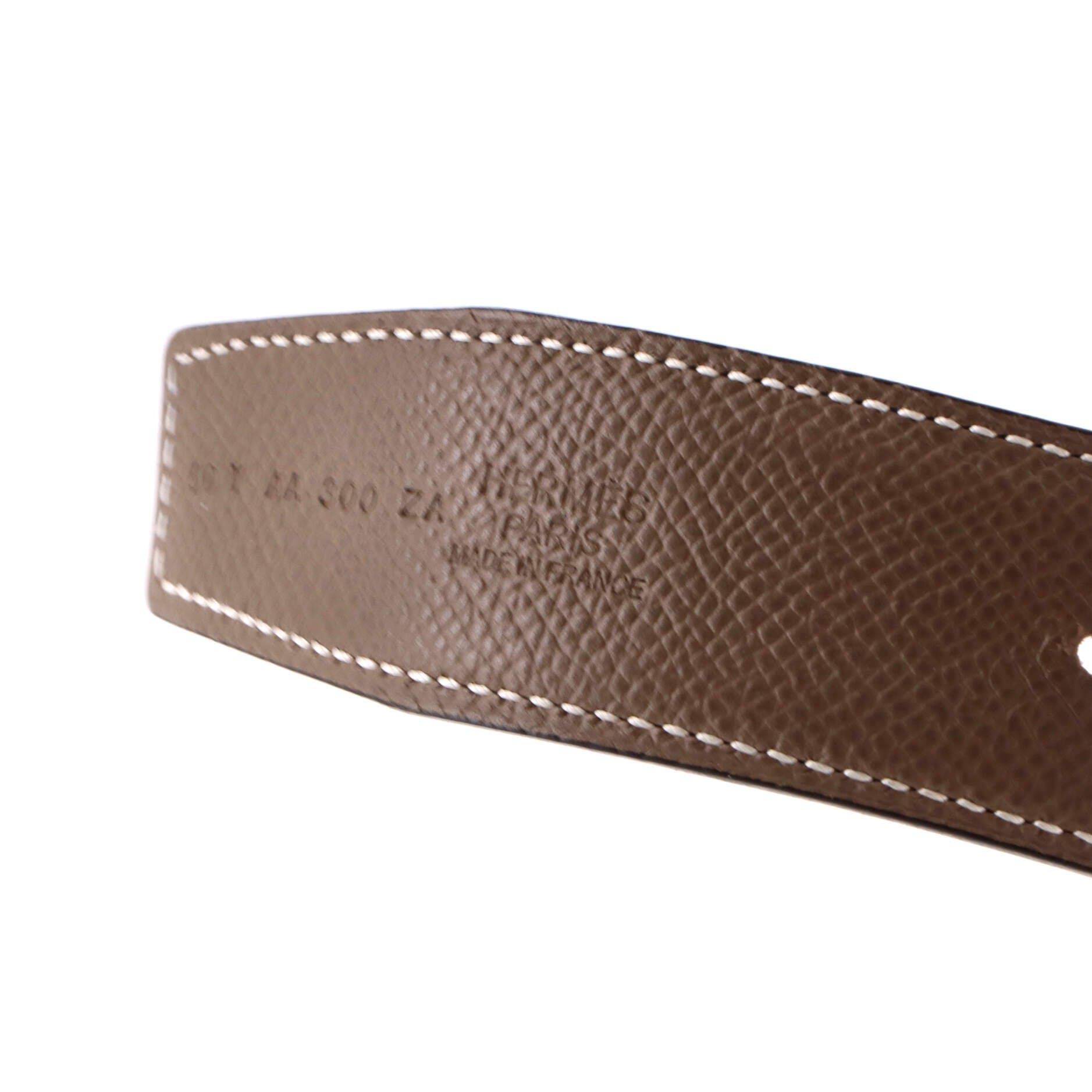 Pre-Owned Hermes H Au Carre Reversible Belt Leather Medium, Alternate, color, Gray