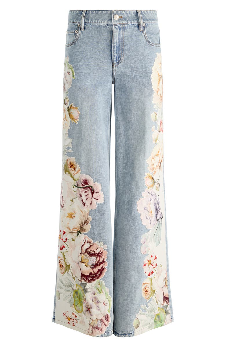 Alice + Olivia Amazing Floral Appliqué Baggy Jeans, Alternate, color, Sierra Vintage/ Multi