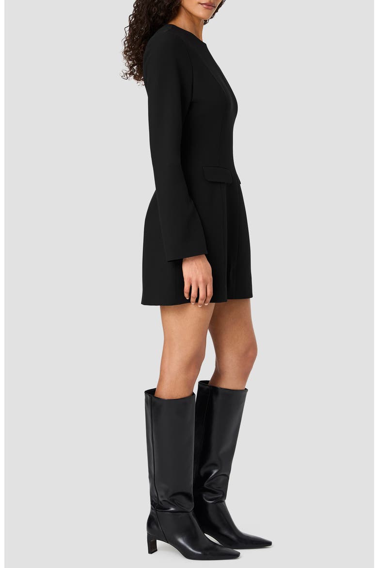 Azra Long Sleeve Twill Minidress, Alternate, color, BLACK
