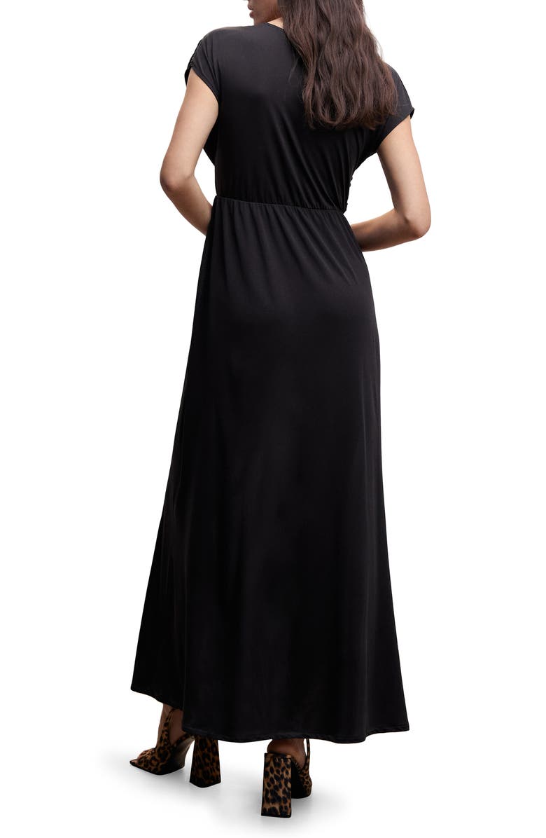MANGO Drape Front Satin Dress, Alternate, color, 