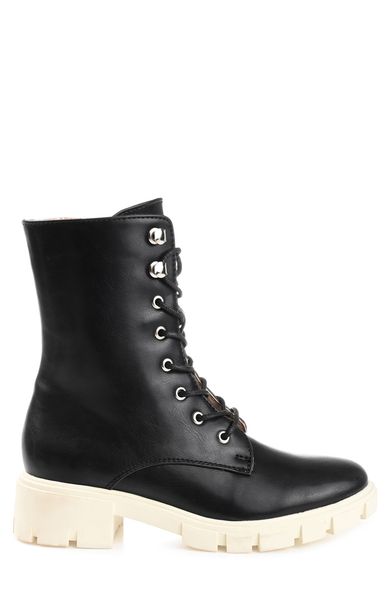Journee Collection Madelynn Lug Sole Combat Boot, Alternate, color, Black